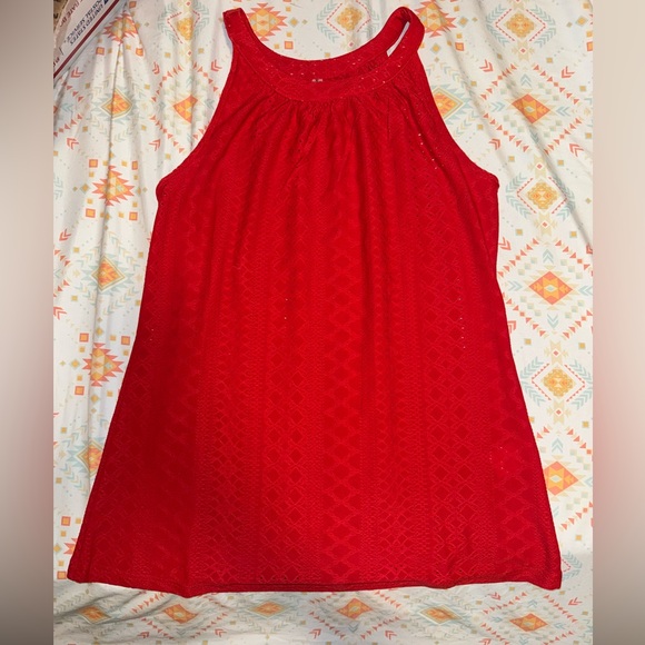 NWOT || Red Halter-Style Eyelet Tank (S) - Picture 1 of 7